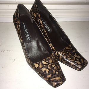 VTG Y2K VIA SPIGA SNAKESKIN PRINTED HEELS SZ 8.0